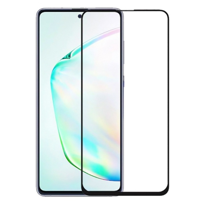Folie protectie pentru Samsung Note 10 Lite, PowerTech, Sticla securizata, Transparent/Negru