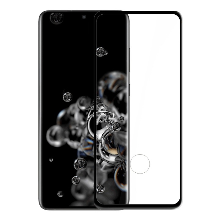 Защитно фолио за Samsung S20 Ultra, PowerTech, Secure glass, Transparent/Black