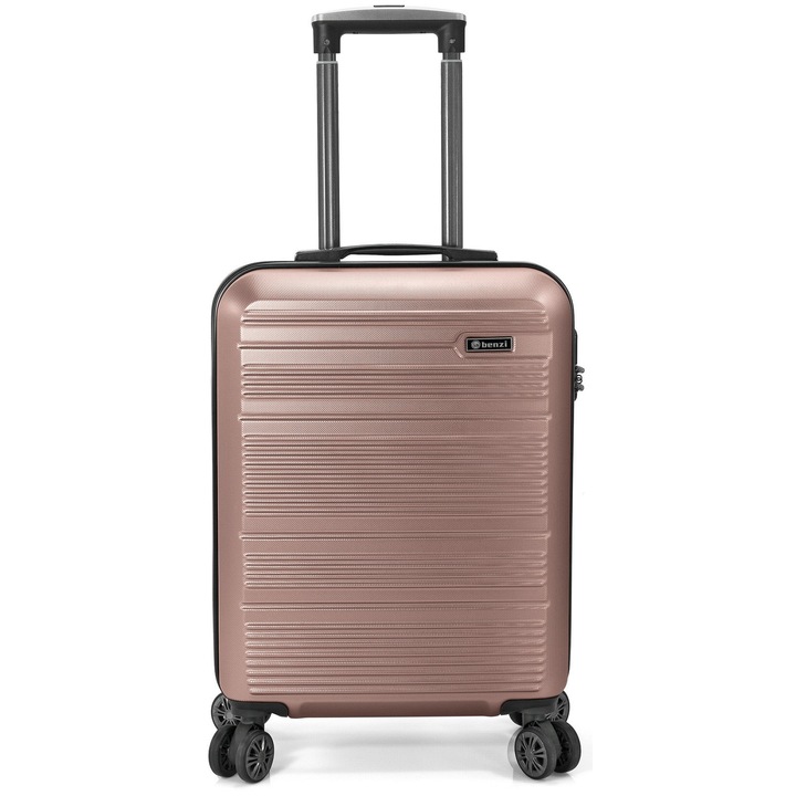 Troler Mediu, ABS, 4 Roti Duble, Benzi, BZ 5622 - 67 cm, Rose