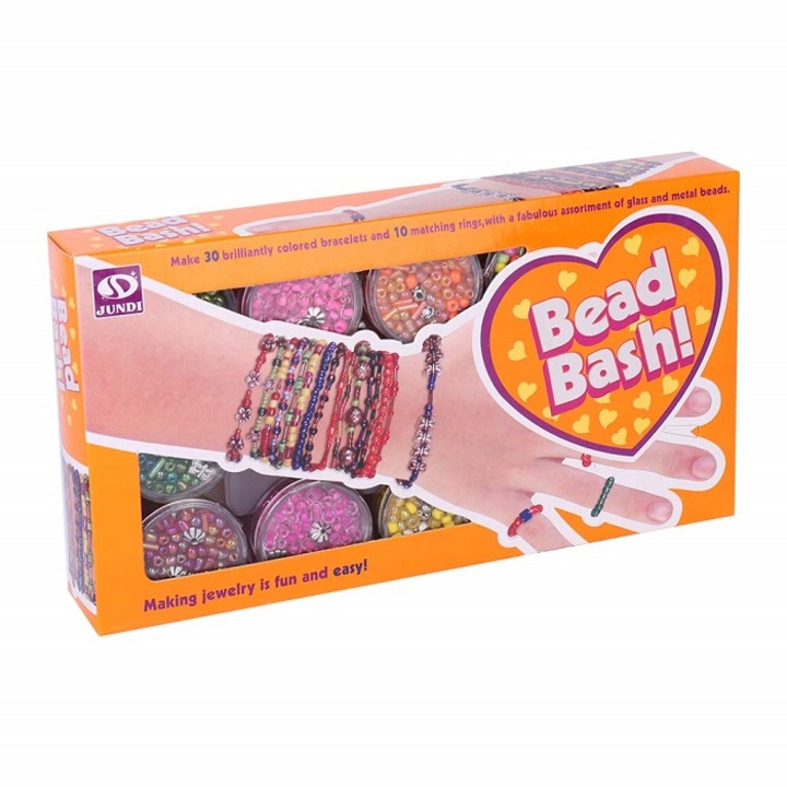 Set joc creativ, creeaza bratari pentru tine si prietene, 10 cutii margele cu accesorii, Bead Bash Bracelets, + 8 ani