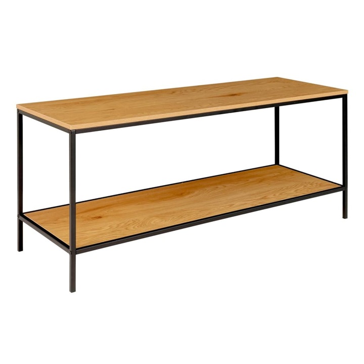 Suport TV cu 2 rafturi „Avery” House Nordic, stejar si negru, 100 x 36 x 45 cm