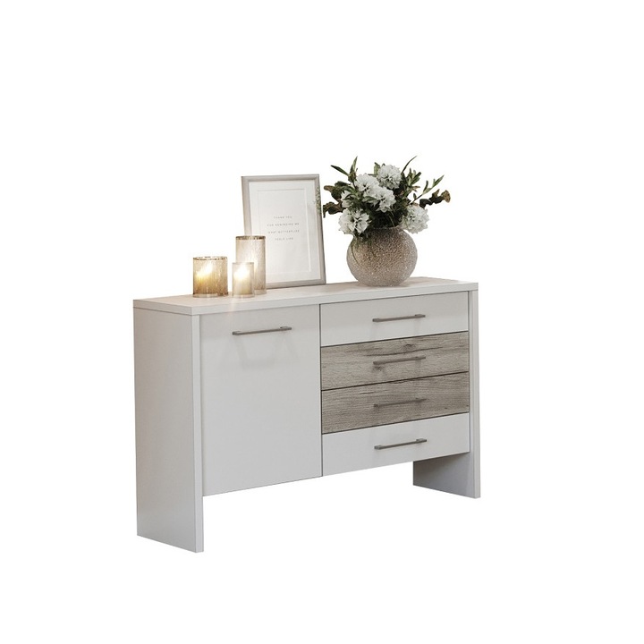 Comoda Galileo Alba, cu 2sertare k02, Pal Melaminat, L 115.4 x A 40.6 x H 83.5 cm