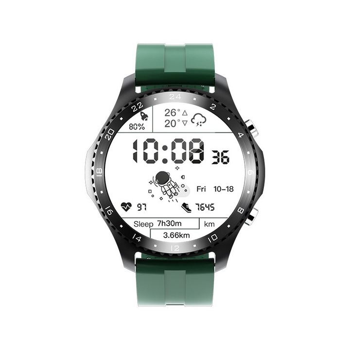 Ceas Smartwatch CK30 Business Sporty verde inchis, Bluetooth Calling, IP67, Multi-sport mod si health tracker, Verde