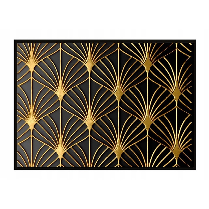 Poster decorativ cu rama, PoStar, MDF, 73x53 cm, Auriu