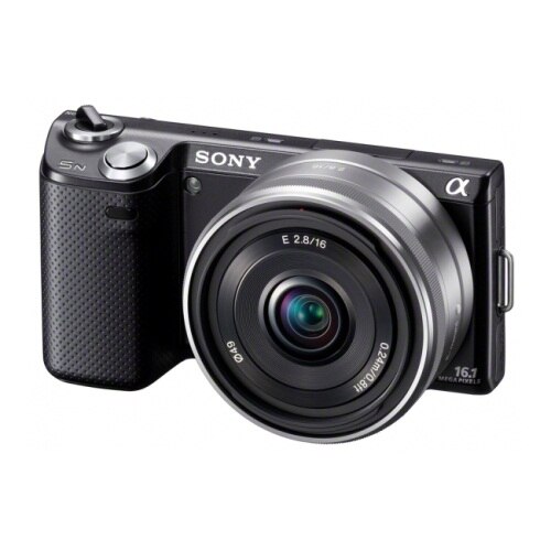 Sony NEX-5N, 16.1MP, Black + Obiectiv 18-55mm, Silver + 16mm
