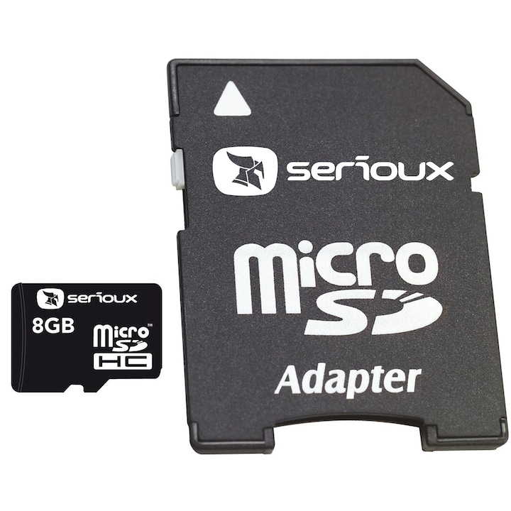 Карта памет Serioux microSDHC 8GB, Class 10 + Адаптер