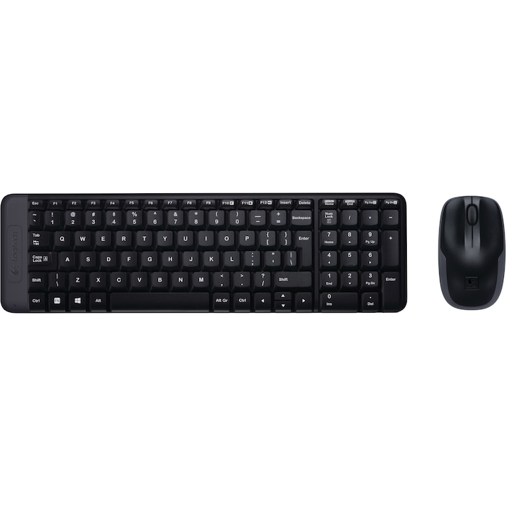 Комплект Безжични Клавиатура + Мишка Logitech MK220, Черни