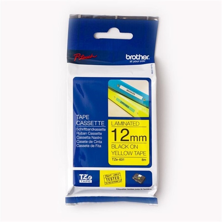 Brother Feliratozógép szalag, 12 mm x 8 m, "TZe-631" sárga-fekete