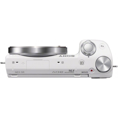 Sony NEX-5R, 16.1MP, White + Obiectiv 18-55mm, Silver - eMAG.ro
