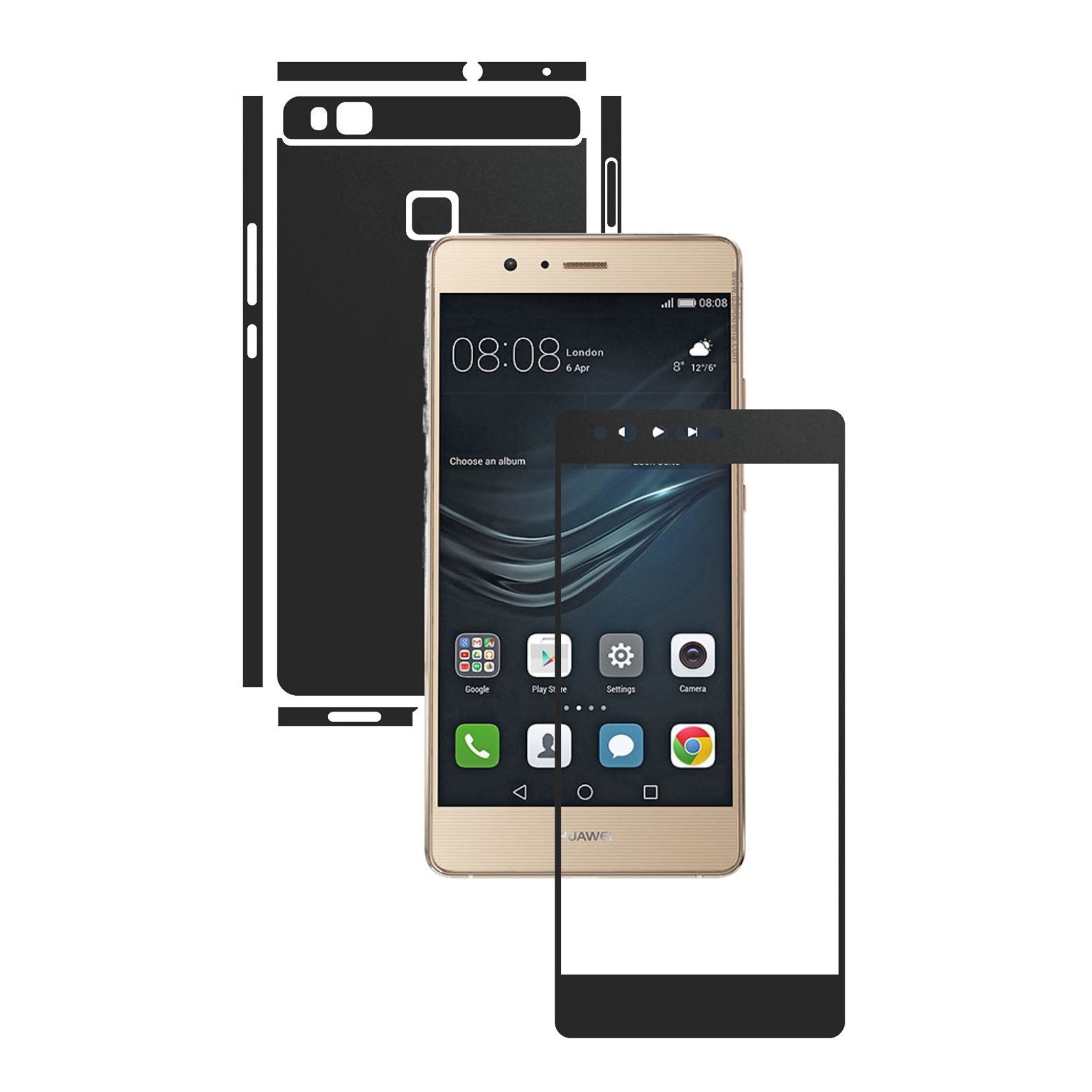 Folie de protectie Full Body Carbon Skinz, Acoperire Totala, Negru Mat pentru Huawei Ascend P9 Lite