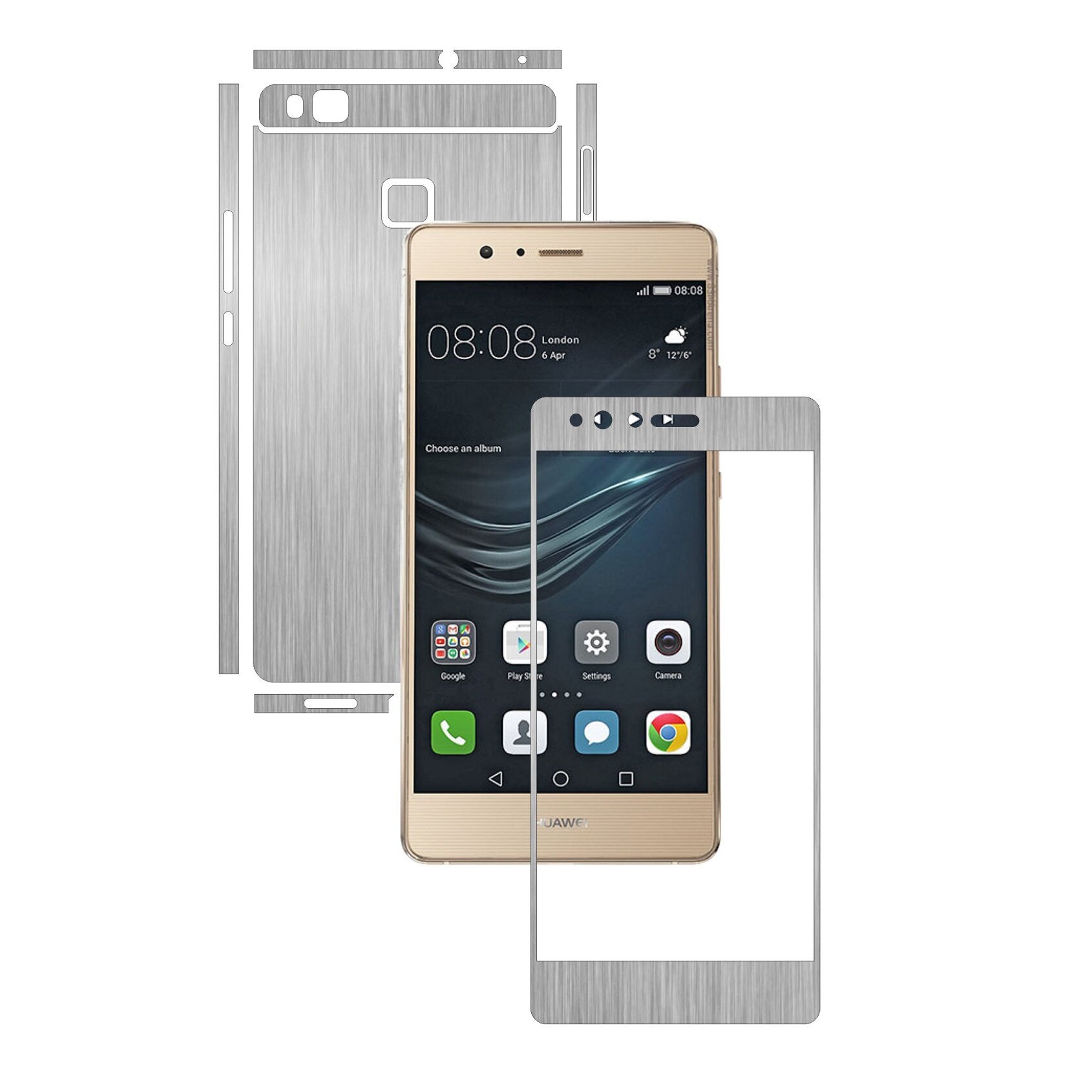 Folie de protectie Full Body Carbon Skinz, Acoperire Totala, Brushed Argintiu pentru Huawei Ascend P9 Lite