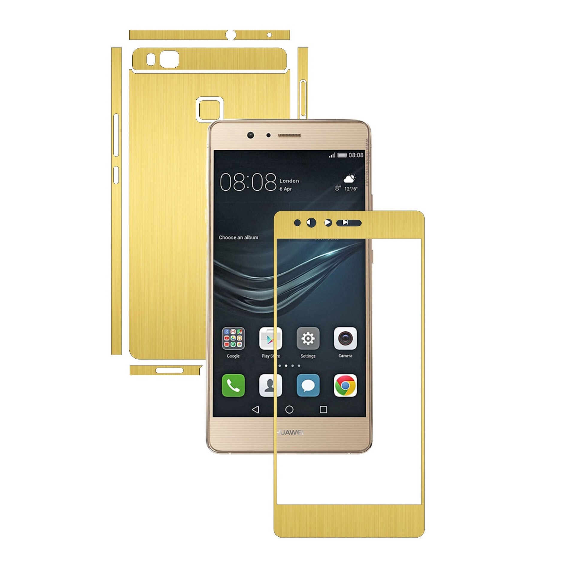 Folie de protectie Full Body Carbon Skinz, Acoperire Totala, Brushed Auriu pentru Huawei Ascend P9 Lite
