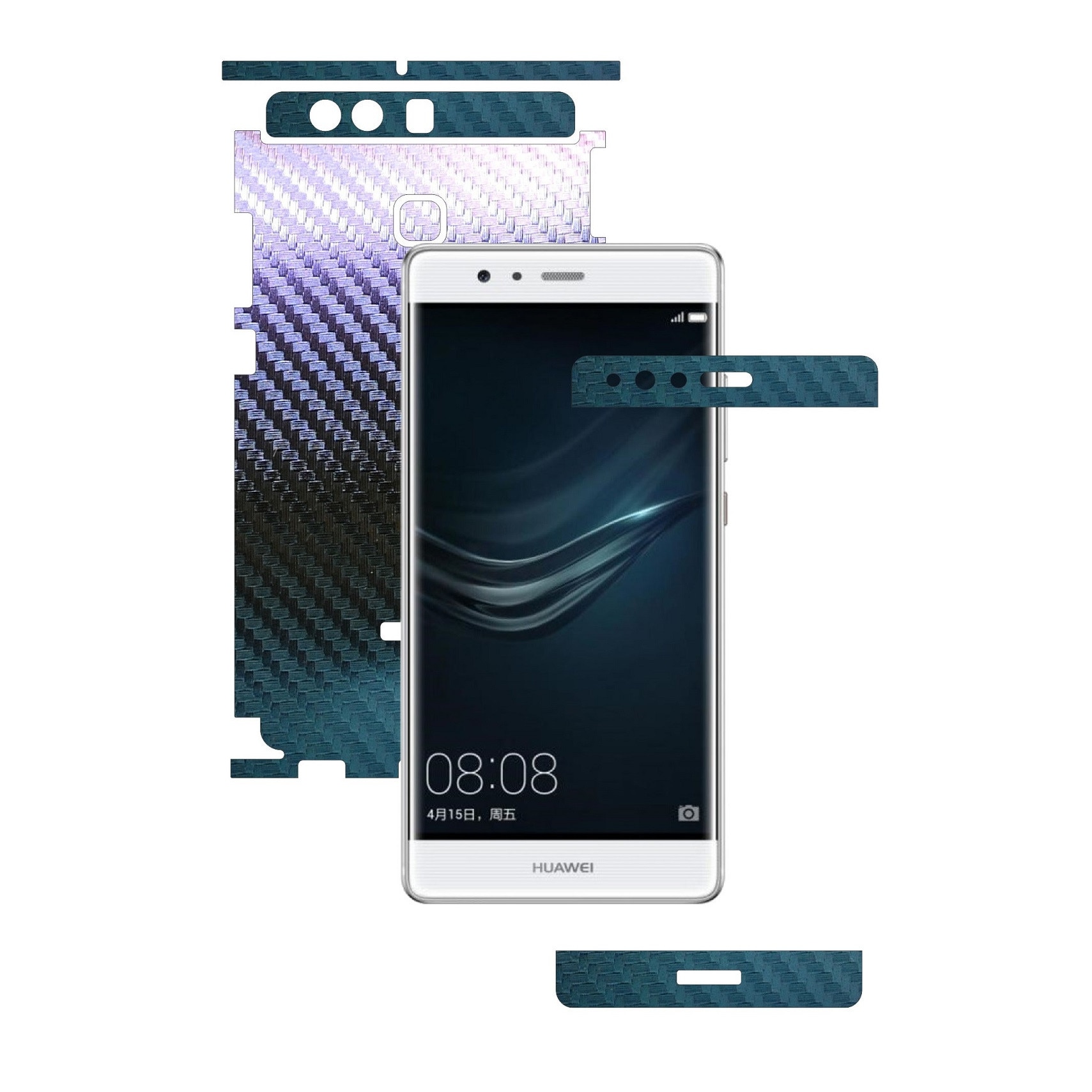 Folie de protectie Full Body Carbon Skinz, Acoperire Totala, Carbon Cameleon pentru Huawei Ascend P9 + Plus