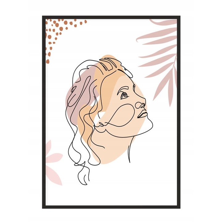Poster cu rama Line art Woman, PoStar, 33x43 cm, Multicolor