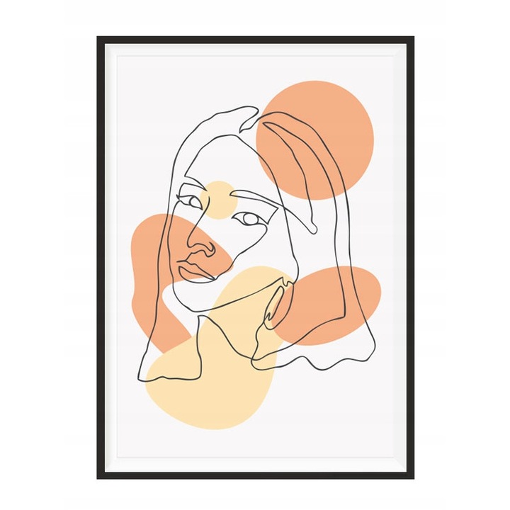 Poster cu rama Line art Woman, PoStar, 33x43 cm, Multicolor