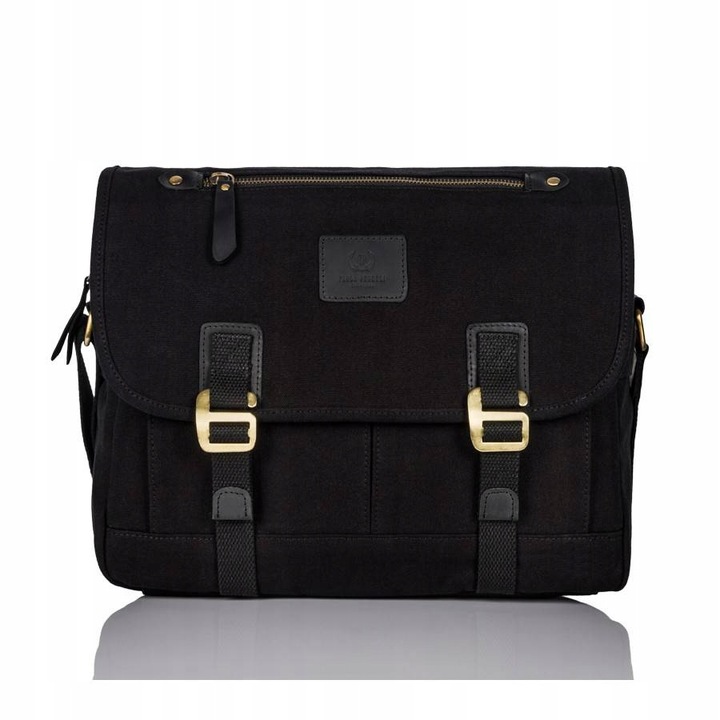 Мъжка чанта за през рамо Paolo Peruzzi, Памук, 35x27x12 см, Черна