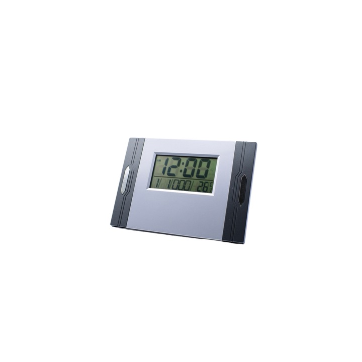Електронен стенен/настолен часовник, 12/24 часовник, аларма, календар, C/F термометър