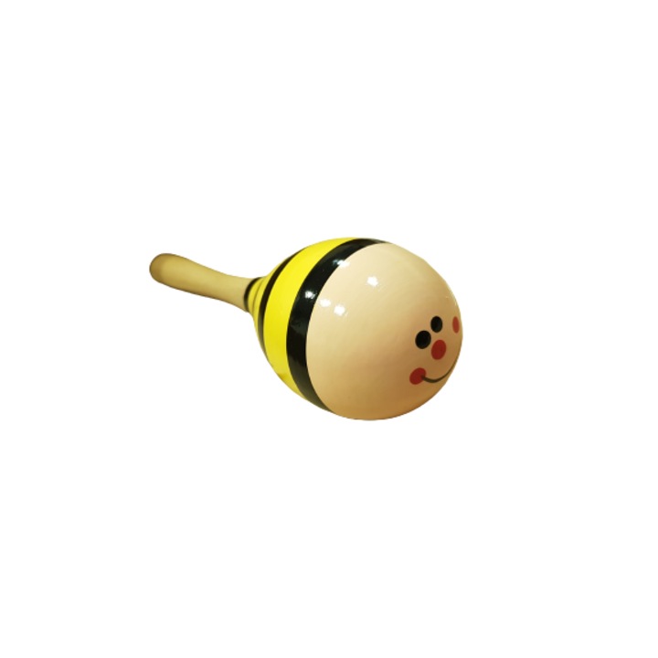 Maracas Ahelos, fa, sárga/fekete, 20 cm
