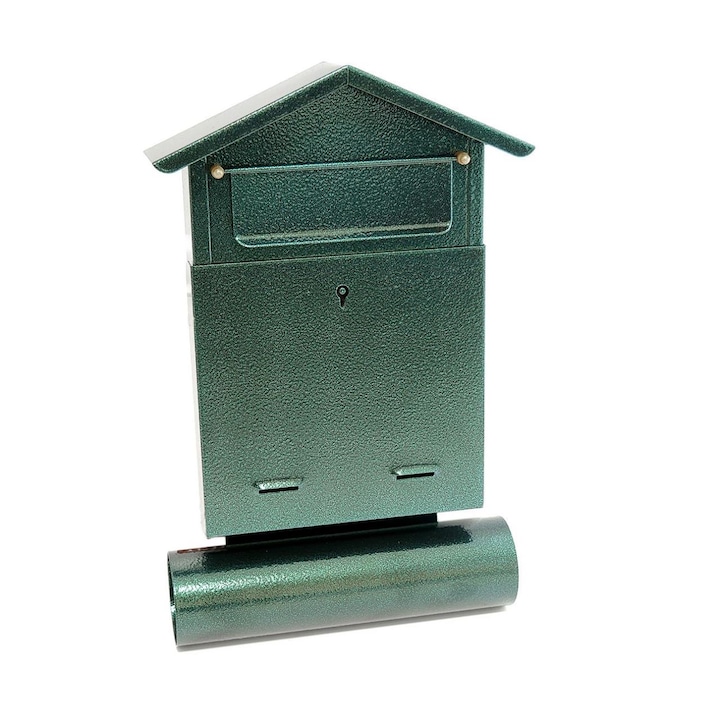 Пощенска кутия, с място за вестник, зелена, формат B6, 23x7x37,5 см, Damech