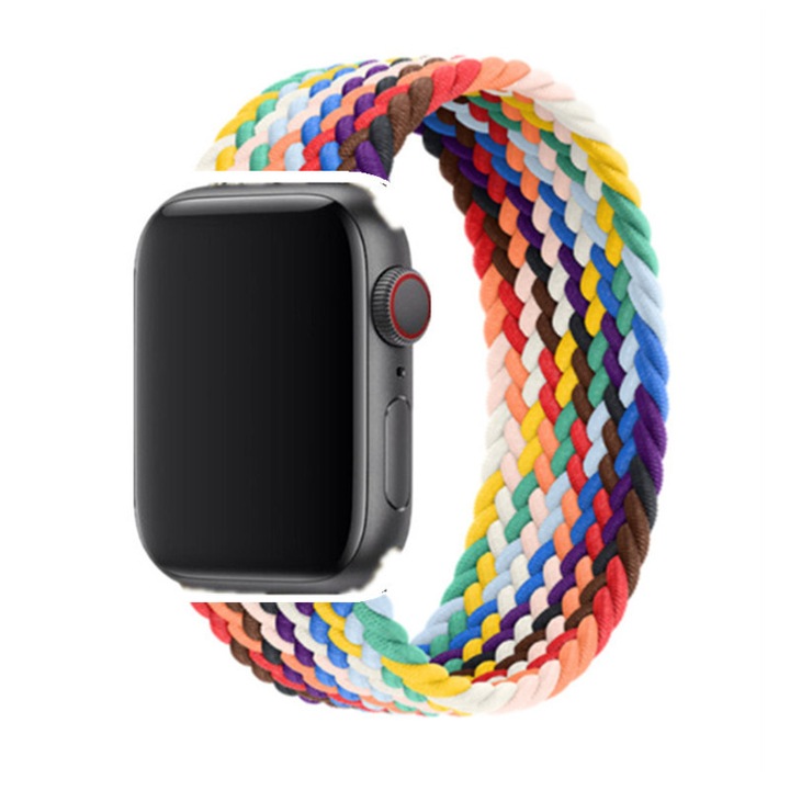 Asksa rugalmas szövetszíj, nylon, Apple watch 1/2/3/4/5/6/7/SE, 42/44/45/49 mm, hossza 14,5 cm, csukló kerülete 17 - 18 cm, többszínű, S