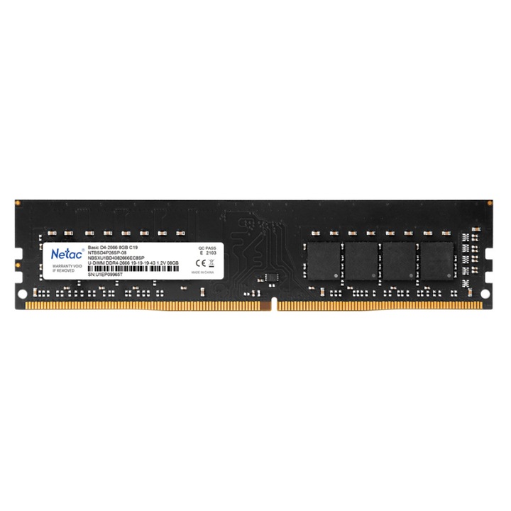 RAM памет, Netac, DDR4, 2666MHz, CL19, 8GB, Черен