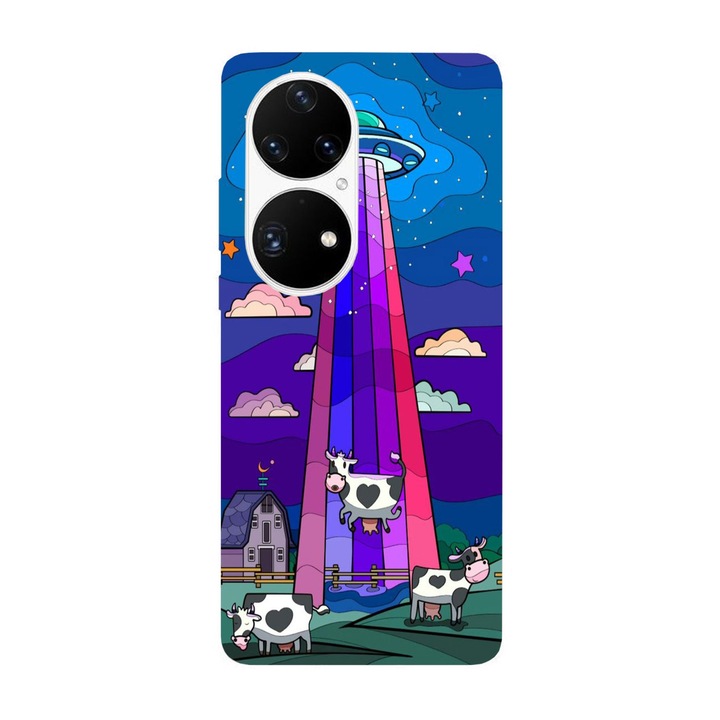 Калъф, съвместим с Huawei P40 модел Alien Cow, силикон, TPU, обратното