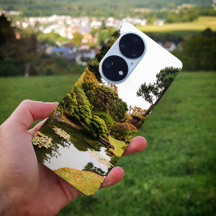 Кейс съвместим с Huawei P40 модел Японска градина, Силикон, TPU, Обратно