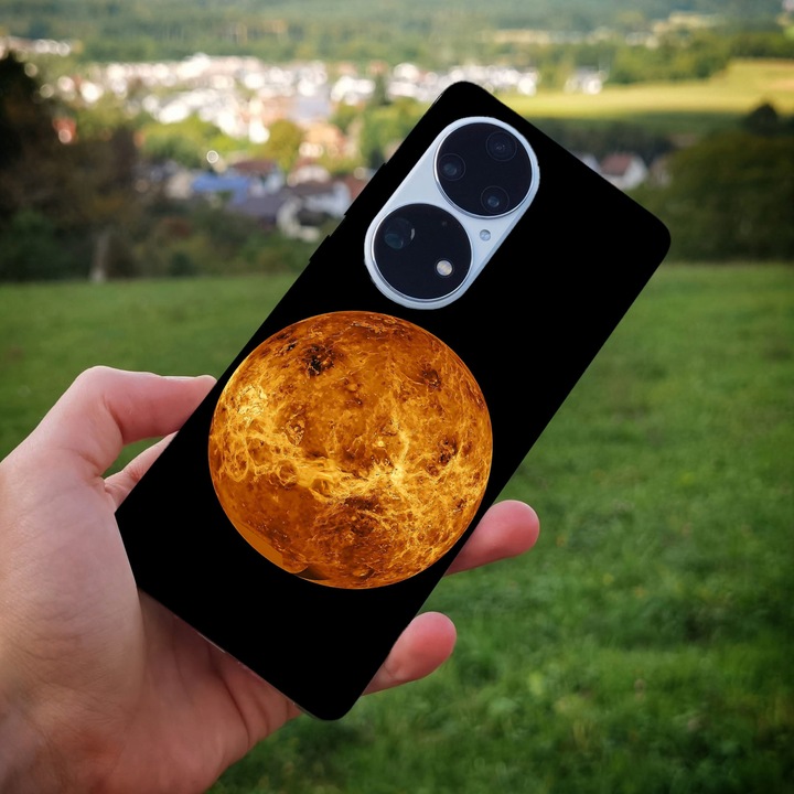 Кейс съвместим с модел Huawei P40 Pro Orange Moon, силикон, TPU, обратното