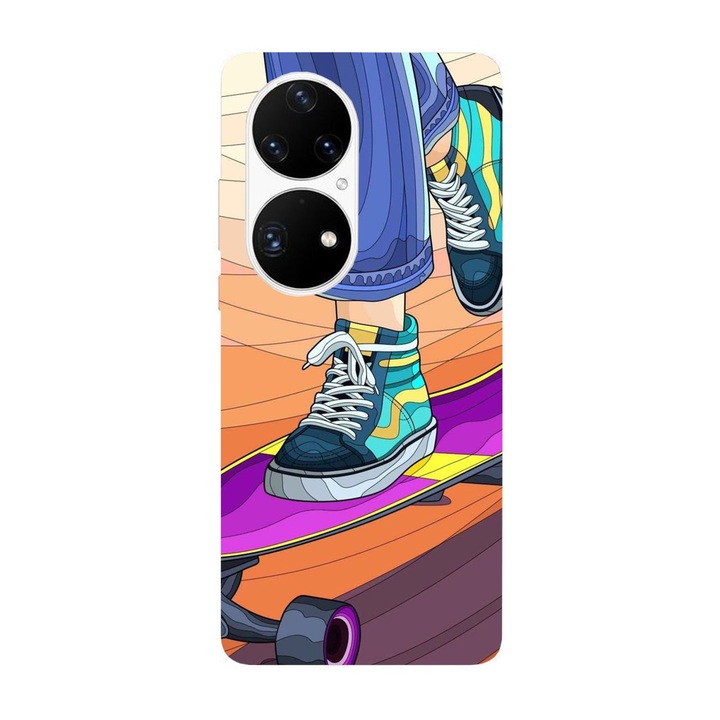 Капак, съвместим с Huawei P40 Pro модел Skater Girl, силикон, TPU, обратното