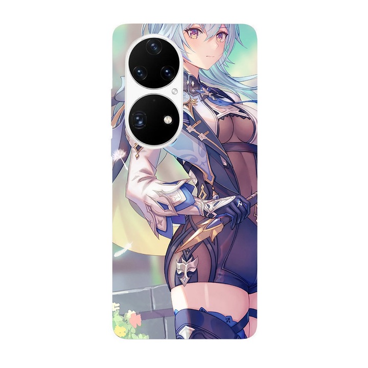 Калъф, съвместим с Huawei Nova Y70 модел Genshin Impact Eula, силикон, TPU, обратното