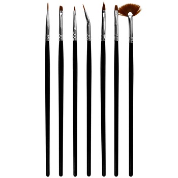 Set 7 Pensule Mixte Manichiura, Tehnica Gel+One Stroke+Pictura+Acryl, Brand E-Unghii, Model Pensule Mixte Clasice, Culoare Negru, Maner Lemn Set 7 Pensule Mixte Manichiura, Tehnica Gel+One Stroke+Pictura+Acryl, Brand E-Unghii, Model Pensule Mixte Clasice, Culoare Negru, Maner Lemn