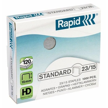 Capse 23/15, 1000 buc/cutie, RAPID Standard Capse 23/15, 1000 buc/cutie, RAPID Standard