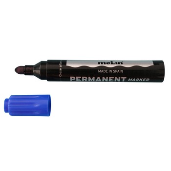 Permanent marker, varf rotund, corp plastic, MOLIN - albastru Permanent marker, varf rotund, corp plastic, MOLIN - albastru