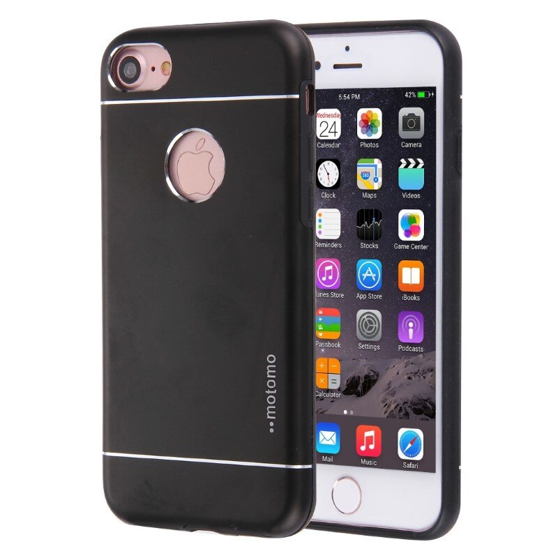 Capac de protectie Motomo V2 Hybrid (TPU si aluminiu) pentru Apple iPhone 6 / 6S, Negru