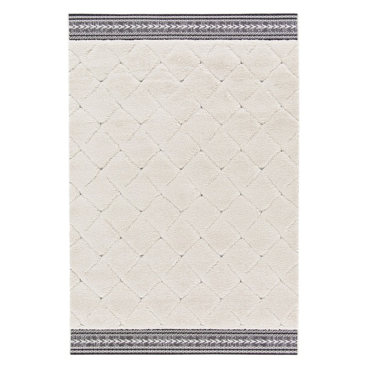 Килим за хол/спалня Fara 65216-969, размер 160 x 230 см, материал полипропилен, бял, правоъгълен