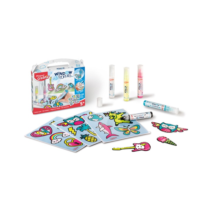 Set de pictura cu folie de sticla in 5 culori Maped Creativ cu foi de proba