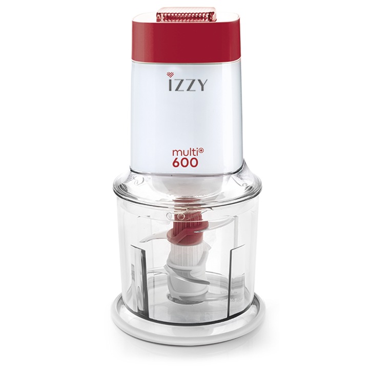Tocator alimente, Izzy, 600W, 600ml, 3 lame, 2 viteze, Rosu