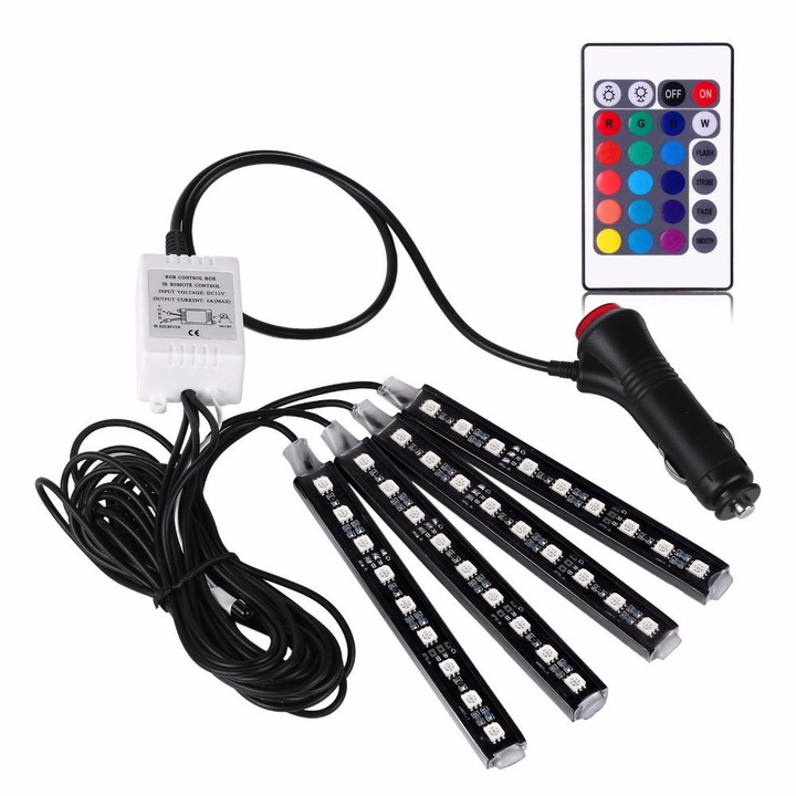 Benzi Ambientale 9led Auto 8 Culori Telecomanda
