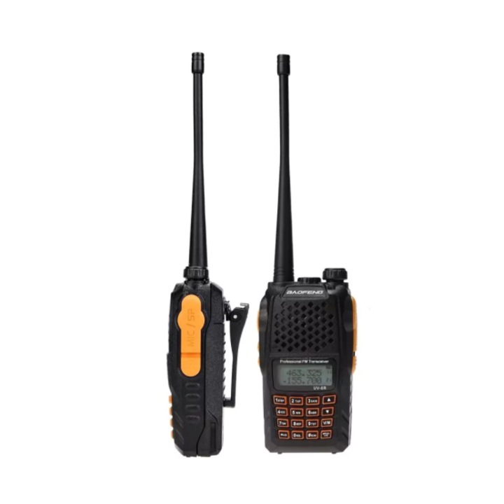 Baofeng UV-6R kétsávos rádió, 128 csatornás, fekete/narancs