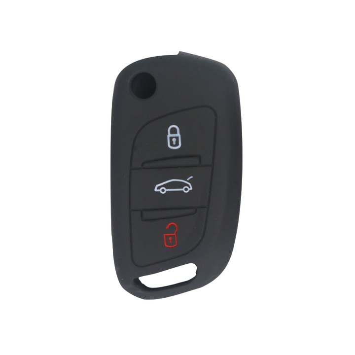 Husa cheie briceag, din silicon, Citroen/Peugeot, negru