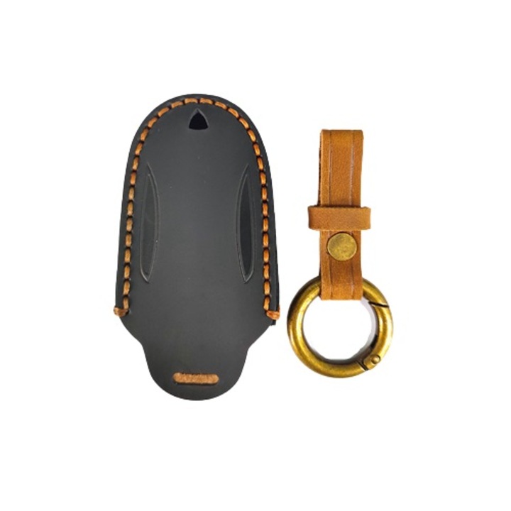 Husa cheie compatbila cu Tesla Key Fob, din piele, negru