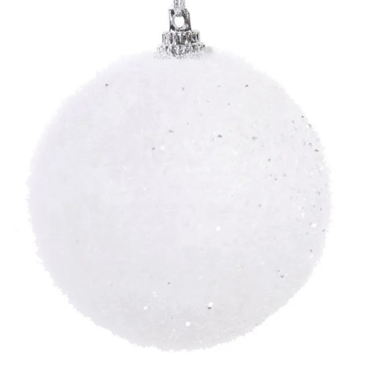 Set 6 globuri pentru bradul de Craciun, alb, 7 cm