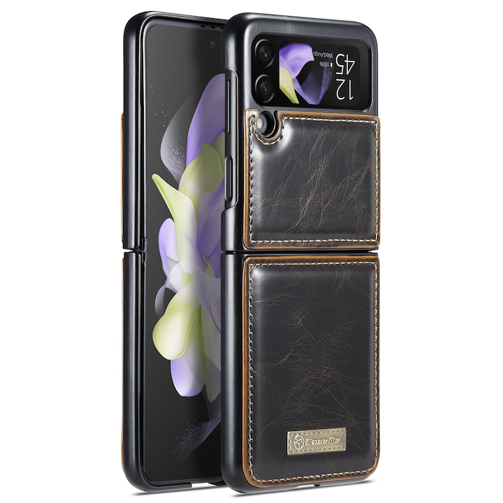 Husa pentru Samsung Galaxy Z Flip4, piele fina, tip carcasa, CaseMe, culoare Maro coffee