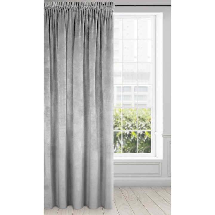 Drapéria, Bársony, Világosszürke, 145 x 160 cm