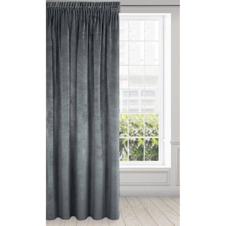 Drapéria, bársony, platinaszürke, 145 x 200 cm