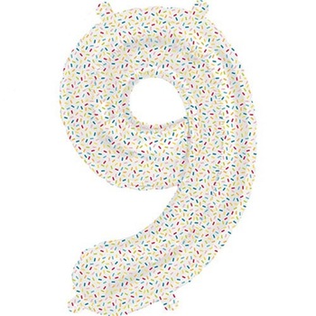 Balon folie cifra 9 confeti - 41cm, Northstar Balloons 01286 Balon folie cifra 9 confeti - 41cm, Northstar Balloons 01286