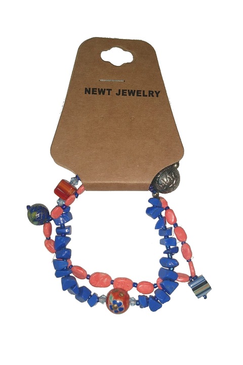 Bratara fantezie cu elastic, de dama, Culoare Albastru Corai, Lungime 18cm