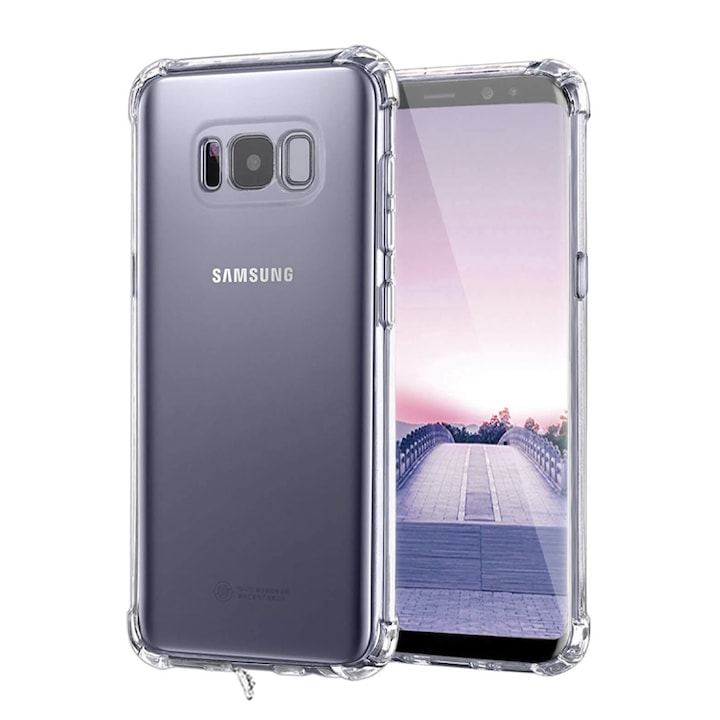 Samsung Galaxy S8 Plus kompatibilis szilikon burkolat, extra átlátszó, ütéscsillapító technológia, pormentes, élvédelem, töltőcsatlakozó védelem, dugós mobil burkolat, vékony illeszkedés, átlátszó