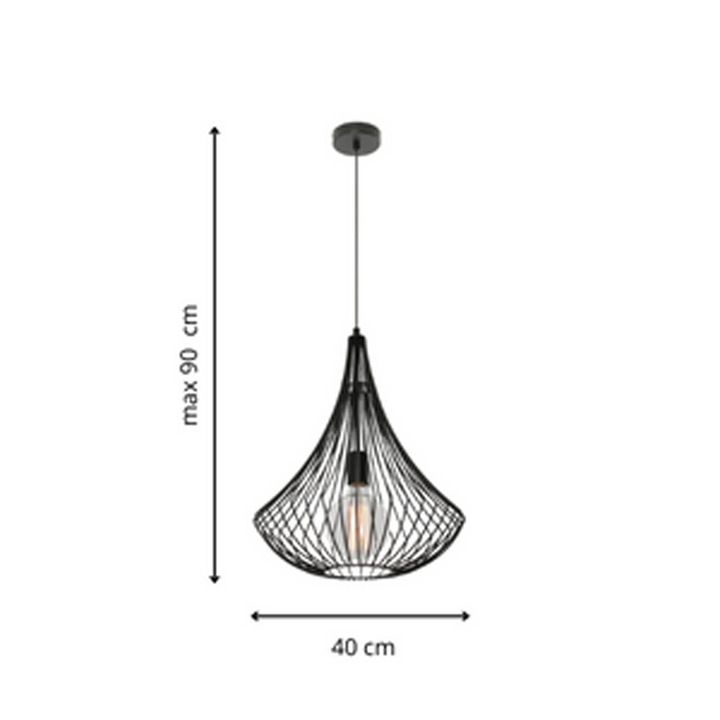 Függeszték, Lampex, Tosya A, loft, fekete, 90x40 cm, 60W