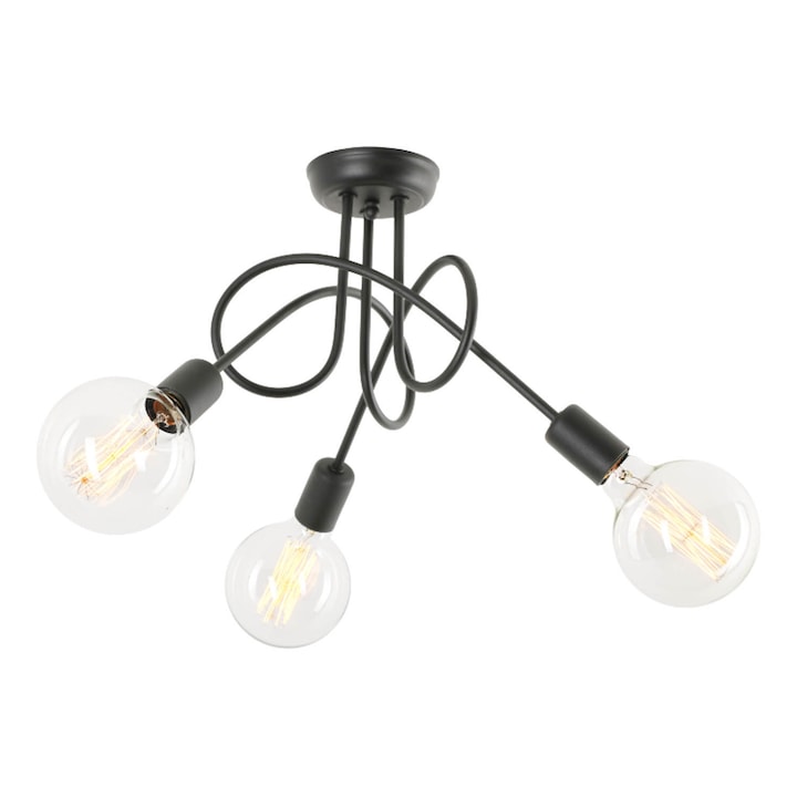Lustra, Lampex, Carlos 3, stil loft, Chandelier, negru, 29,5x38 cm, 60W